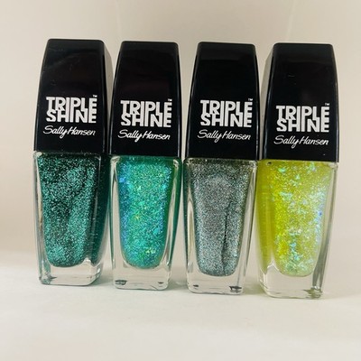 4 Sally Hansen Triple Shine Nail Polish Nail Polish Glitter Shiny Multicolor
