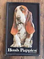 Vintage 1970s Hush Puppies Brand Shoes Store Sign Display Standee 16” X 10.5”