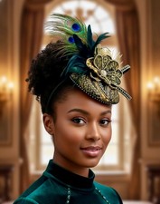 Luxury crystallized floral peacock feathered fascinator headpiece