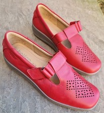 HOTTER Women's Sunset Mary Janes, Red Leather shoes, Comfort Concept, UK 6, NEW