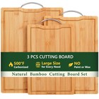 Bamboo Cutting Board, Wooden Cutting Boards for Kitchen with Double Sided Dee...