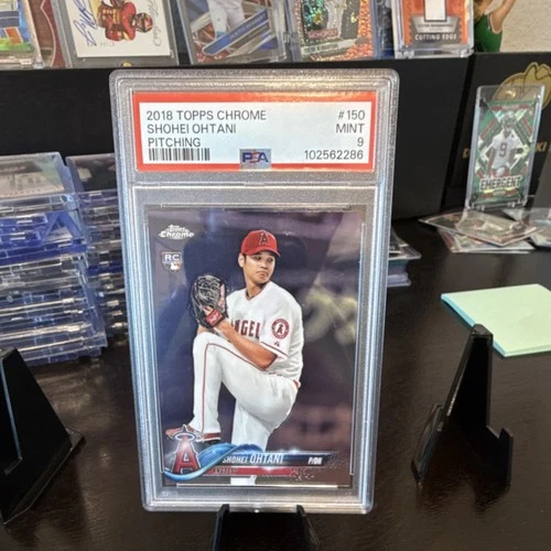 Topps 2018 Chrome Shohei Ohtani #150 Rookie PSA 9 White Jersey Baseball Card