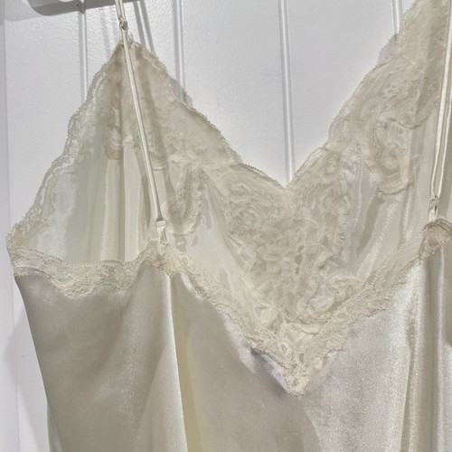 Camicia da notte vintage cacique avorio raso slip dress pizzo orlo lingerie grande anni 90 - Foto 7 di 9