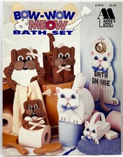 1994 Annies Bow-Wow & Meow Bath Set 87W76 Plastic Canvas Pattern Book Vntg 17173
