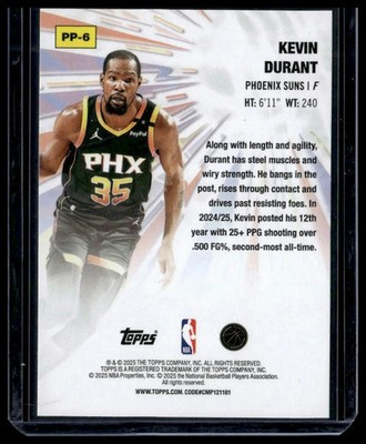 2025-26 Topps Power Players Insert #PP-6 Kevin Durant Phoenix Suns