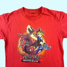 Vintage Yu-Gi-Oh Enter the Shadow Realm T Shirt Red Yugi Anime Youth 1996