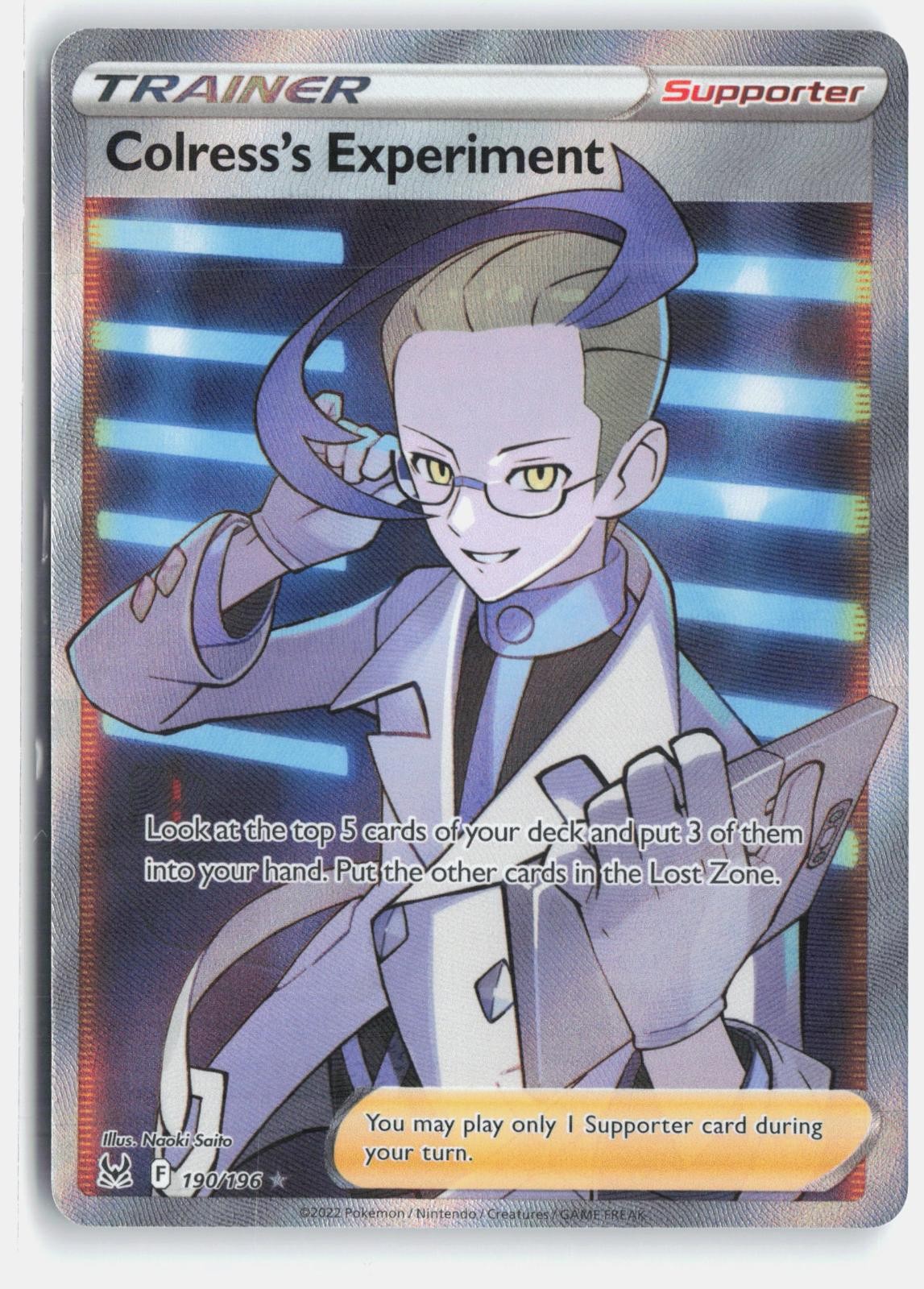 Colress's Experiment 190/196 Ultra Rare Lost Origin Pokemon Holo Lightly Played