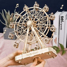 Rolife 3D Wooden Puzzle Model Kits Rotating Ferris Wheel with Music Xmas Gifts