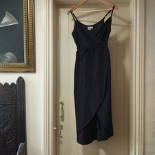 Black Wrap Around Cotton Linen Dress Asos 8