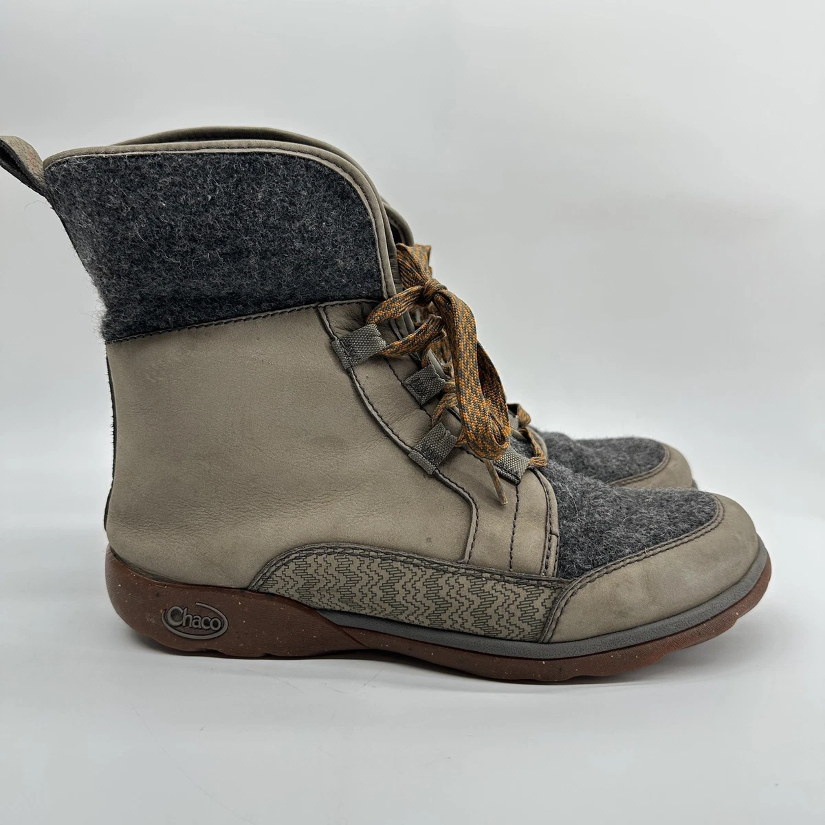 Chaco Women\'s Gray and Dark Gray Wool-Trim Lace-Up Boots Gray Women main image 4