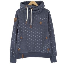 Naketano Damen Hoodie blau Baumwolle Gr&ouml;&szlig;e L geometrisch Ft2