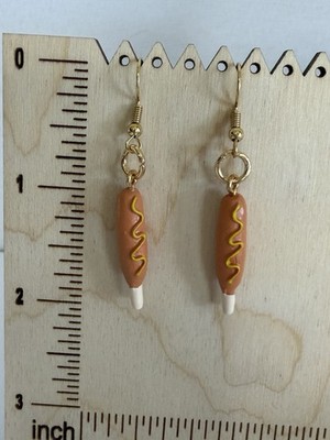 Corn Dog Earrings - Fair Earrings - Food Earrings - Mustard