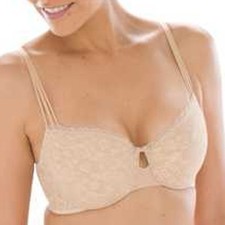 Soma Enticing Lift Balconette Bra 38B Nude Lace Underwire Push Up Style 0516