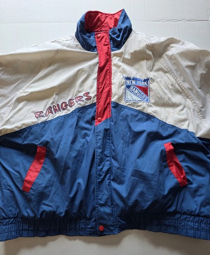Vintage New York Rangers Puffer Jacket 2XL XXL NHL Pro Player Graffiti Spell Out - Picture 2 of 7