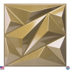 Art3dwallpanels 33-Pack 3D Diamond Wall Panels, 12"x12", 32 Sq.Ft. Golden Finish
