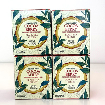 4 Packs Trader Joe's Cocoa Berry Black Tea Blend 10 Tea bags Each, Total 40 bags