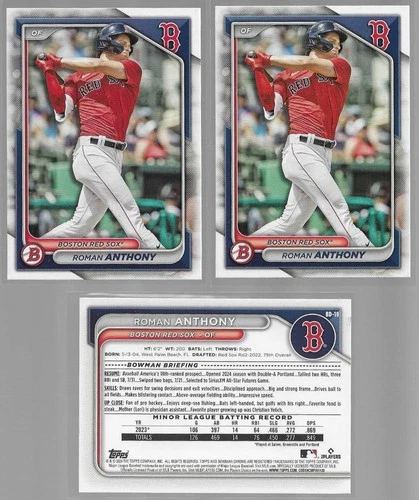ROMAN ANTHONY 2024 Bowman Draft Lot (3) Rookie Prospect Cards #BD-19