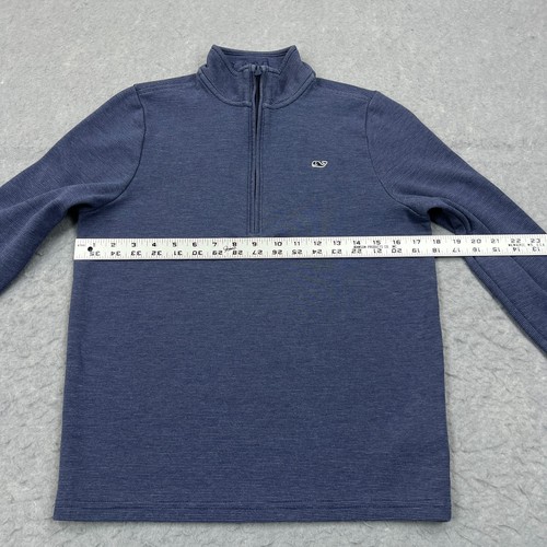 Vineyard Vines Saltwater 1/4 Zip Boy's Large Blue Deep Bay Pima Pullover Stretch - Picture 6 of 11