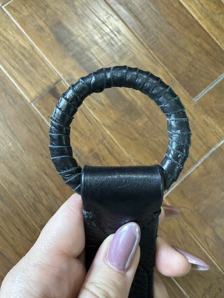 De Colección Cole Haan Cinturón Mujer S Marrón Guijarro Cuero Anillo Círculo Hebilla Latón Tachuela Foto 2 de 4