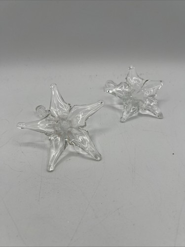 Hamon Glass Hand Blown Art Flower Stem Vase Epergnes Vintage Pair