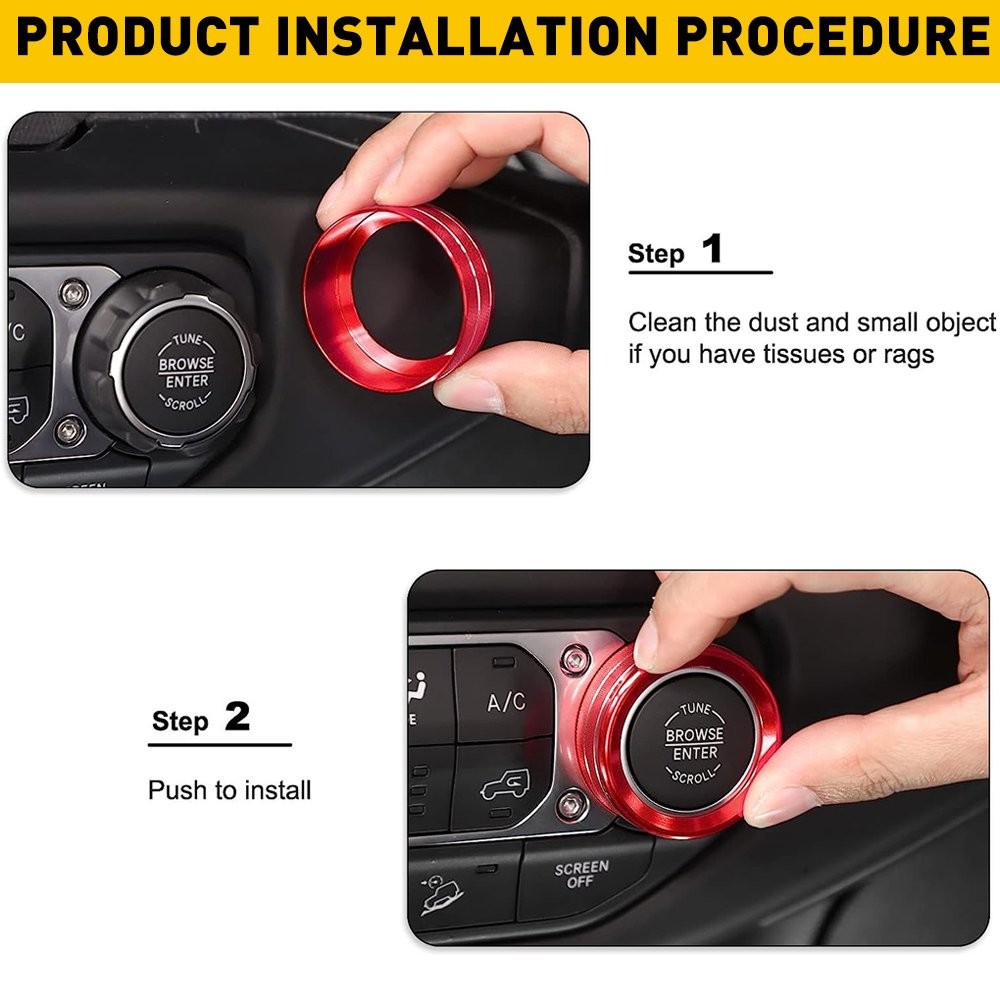 Aluminum A/C Switch Knob Trim Cover For Wrangler Jeep JL & JT 2018+ Accessories thumbnail 9
