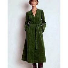 Boden Ros Panelled Cord Midi Dress Sz 20-22 Green Belted V-Neck Pockets Holidy