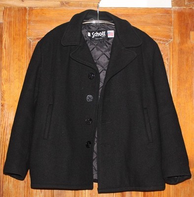 Schott NYC Made in USA Wool PeaCoat einreihige Cabanjacke US46 (XL-2XL-L,s.Maße)