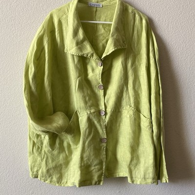 transparente plus size 100% Lino Lemon Yellow Shirt 2XL