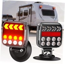 Wireless Trailer Lights Magnetic Kit, Portable LED Tow Lights with IP67 Black