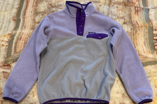 Patagonia Synchilla Boys Pullover Sweatshirt Gray Purple Snap-T Fleece Size L