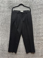 Olive Pleated Straight Leg Casual Trousers Dress Pants Slacks Black Women's M