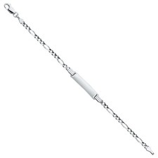 14k Solid White Gold Figaro Baby ID Bracelet Pulsera Oro Solido Bebe 6in
