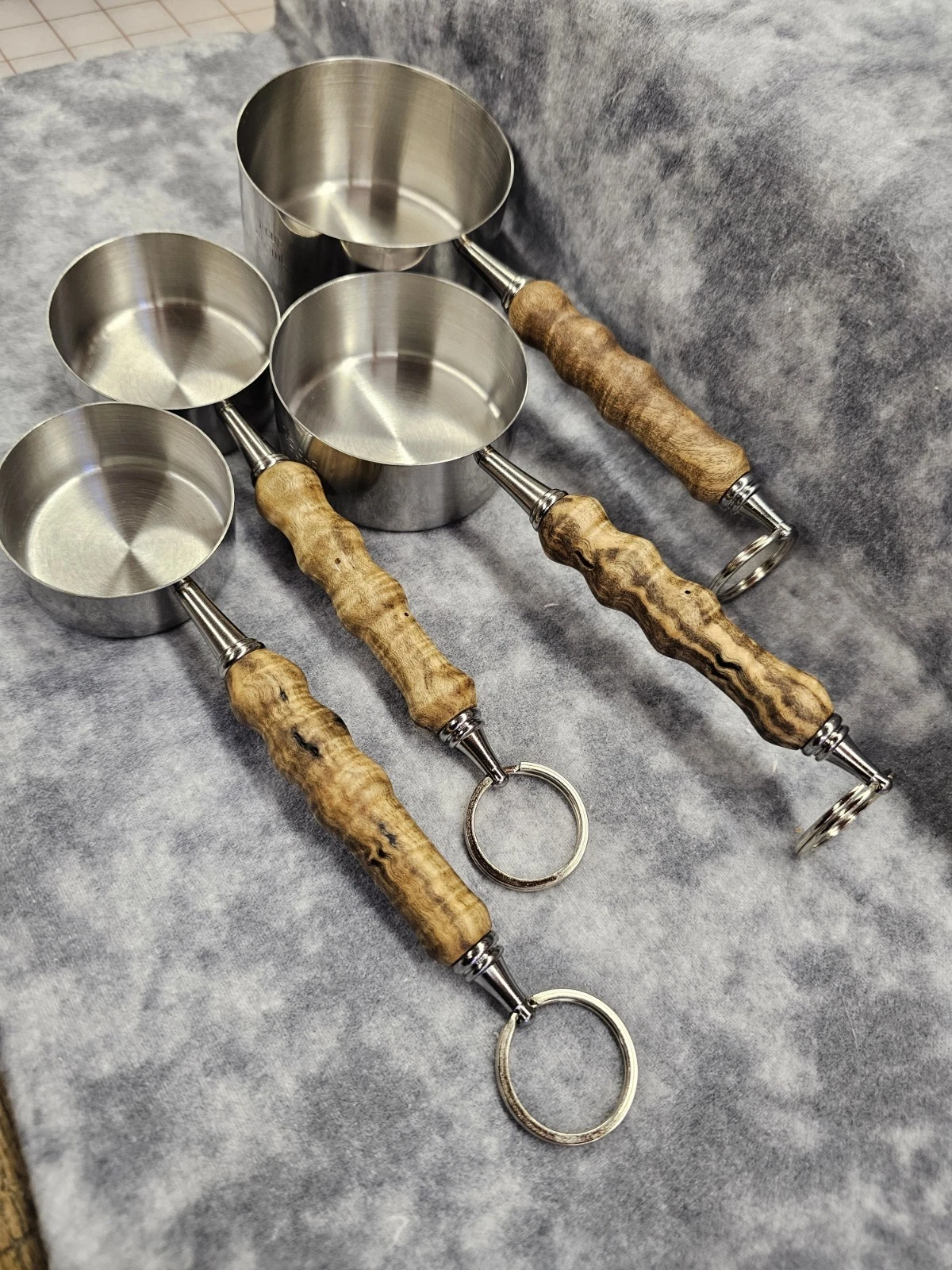 Handcrafted Measuring Cup Set With Curly Maple Handles
