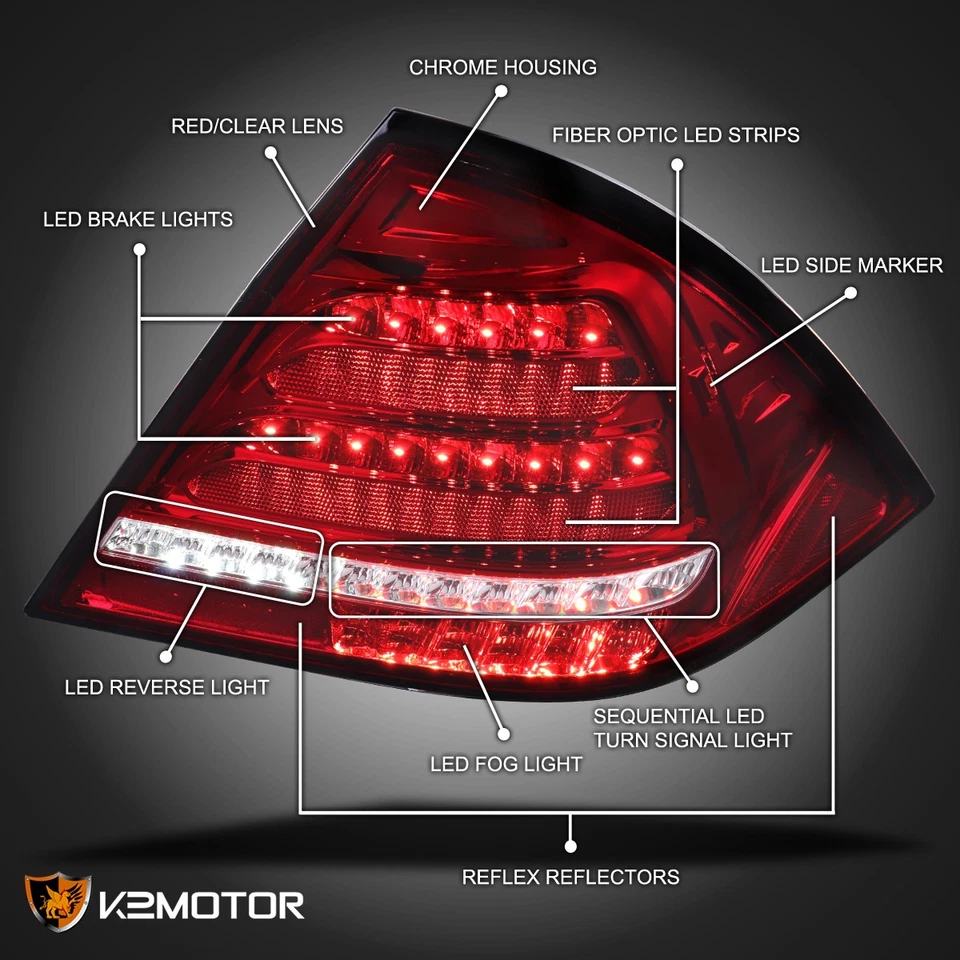 Fits 2001-2004 Mercedes Benz W203 C230 C240 Sequential Signal LED Tail Lights - Imagem 3 de 4