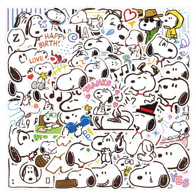 Snoopy Stickers Peanuts 80 Pack Set Glossy Cute Decal Sticker Lot