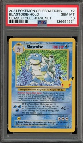 Pokemon Blastoise Celebrations Classic Coll. Base Set Holo Rare #2 PSA 10