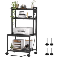 Printer Stand with Charging Station, 4-Tier Printer Stand with Storage, Large...