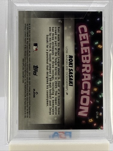 Roki Sasaki 2025 Topps Chrome Update Celebracion #20 PSA 9 POP=8 - Picture 6 of 6