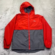 Eddie Bauer Kids Red Grey Colorblock Hooded Windbreaker Jacket L 14/16 E934OW589