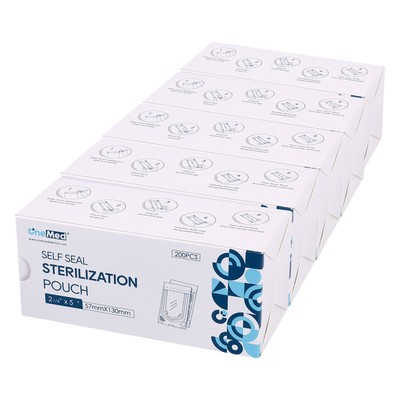 1000 OneMed Self-Sealing Sterilization Pouches 2.25''x5'' Medical Sterile Bags