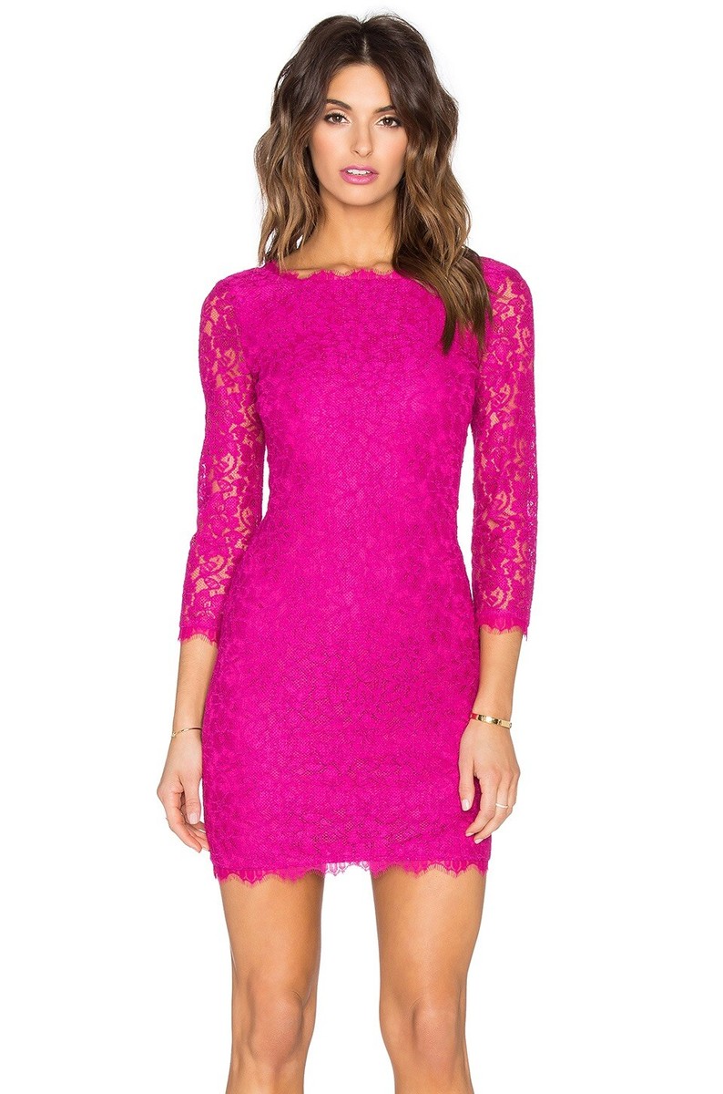 NWT Diane Von Furstenberg DVF Zarita Lace Dress Pink Size 8 Retail $348