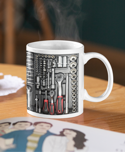Tasse Mug Fête des Pères Boîte à Outils Mécanicien Drôle Nouveauté Cadeau Anniversaire Lui Papa - Photo 4 sur 4