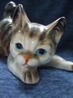 Bone China 4.5" Tabby Blue Eyed Cat Figurine, Taiwan — photo 2