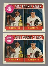 2- 2018 Topps Heritage Rookie Stars Rafael Devers Kyle Martin #189 Rookie RC *B