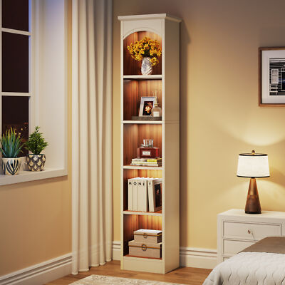 71'' Tall Narrow Bookcase, 5-Tier Modern Bookshelf Free Standing Storage Cube