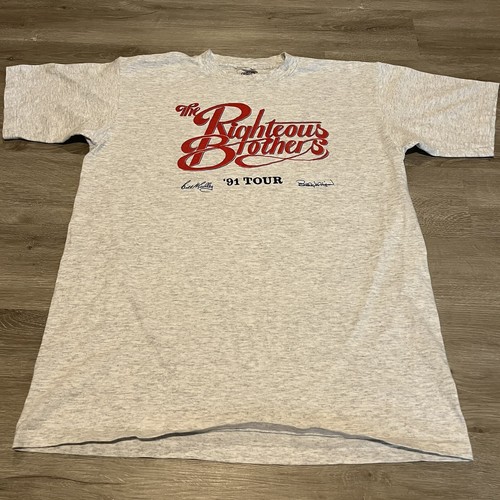Vintage The Righteous Brothers 1991 Tour T-Shirt Size XL Heather Gray Oneita