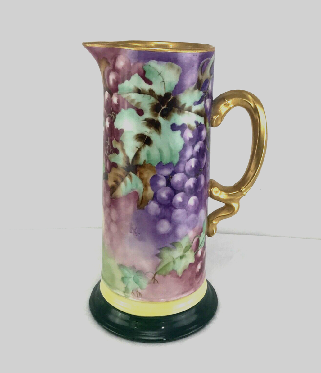 Antique JPL Jean Pouyat Limoges France #559 Tankard Pitcher Grapes