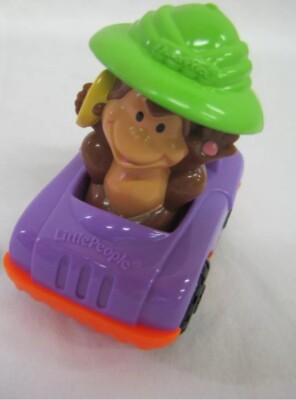Fisher Price Little People WHEELIES ZOO CAR w/ MONKEY DRIVER 2005 McDonald's #1