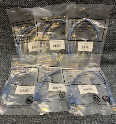 Monoprice 35 MHZ Category 5E Patch Cord 1ft Blue (lot of 6)