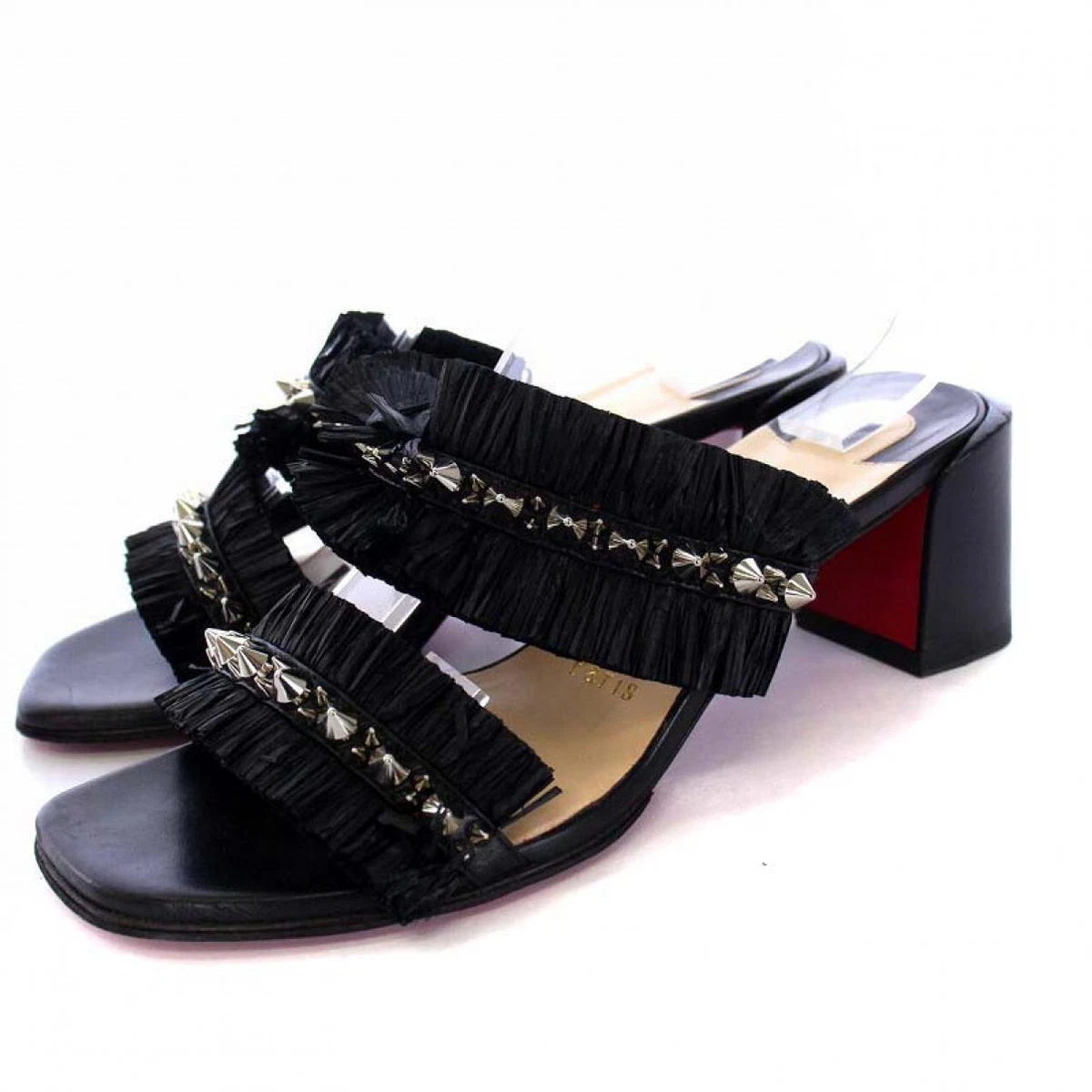 Sandales Christian Louboutin Marivodou goujons talon carr bout carr taille 36